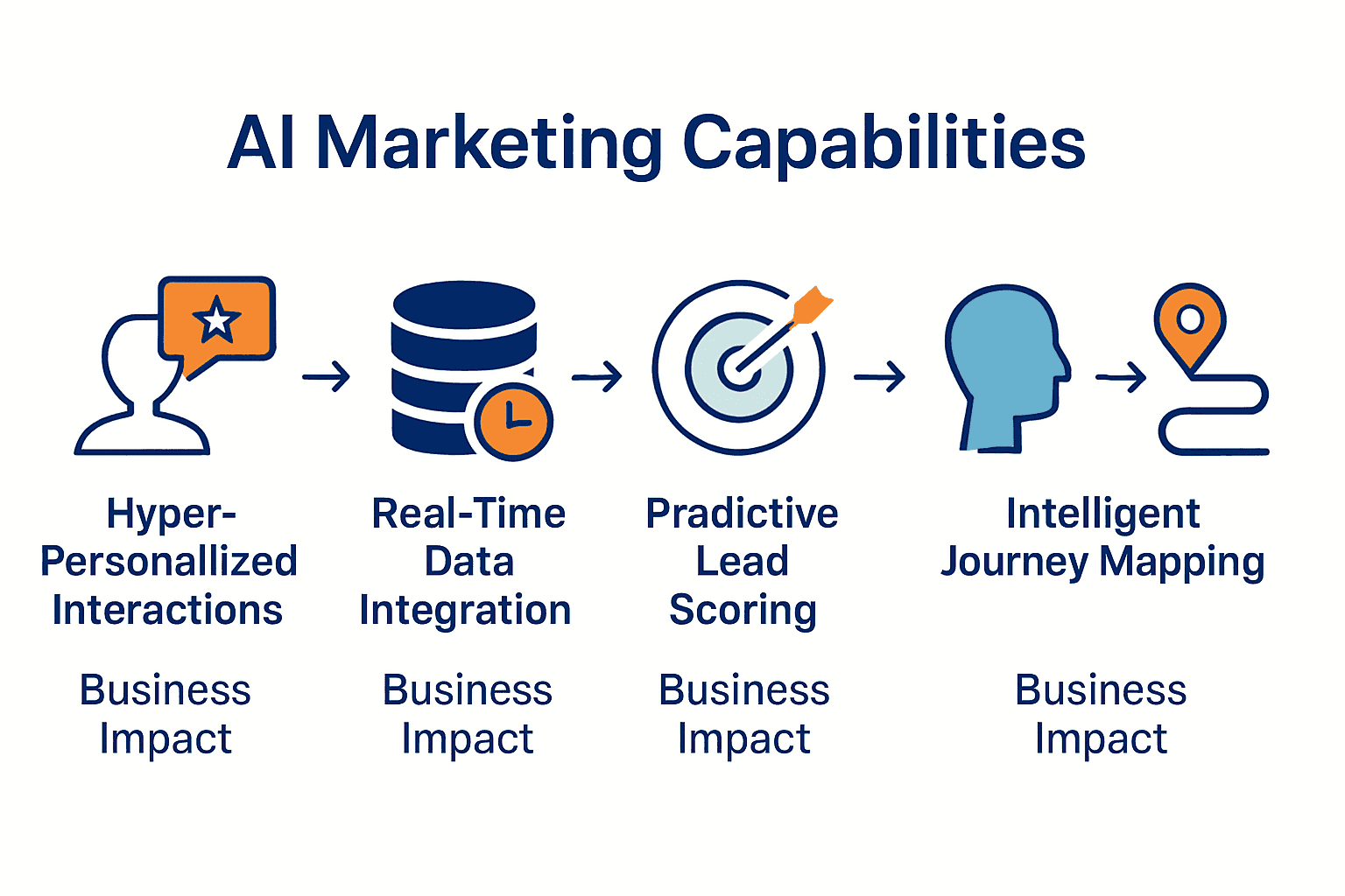 Infographic comparing AI marketing capabilities for CRM, lead management, and integration in 2025