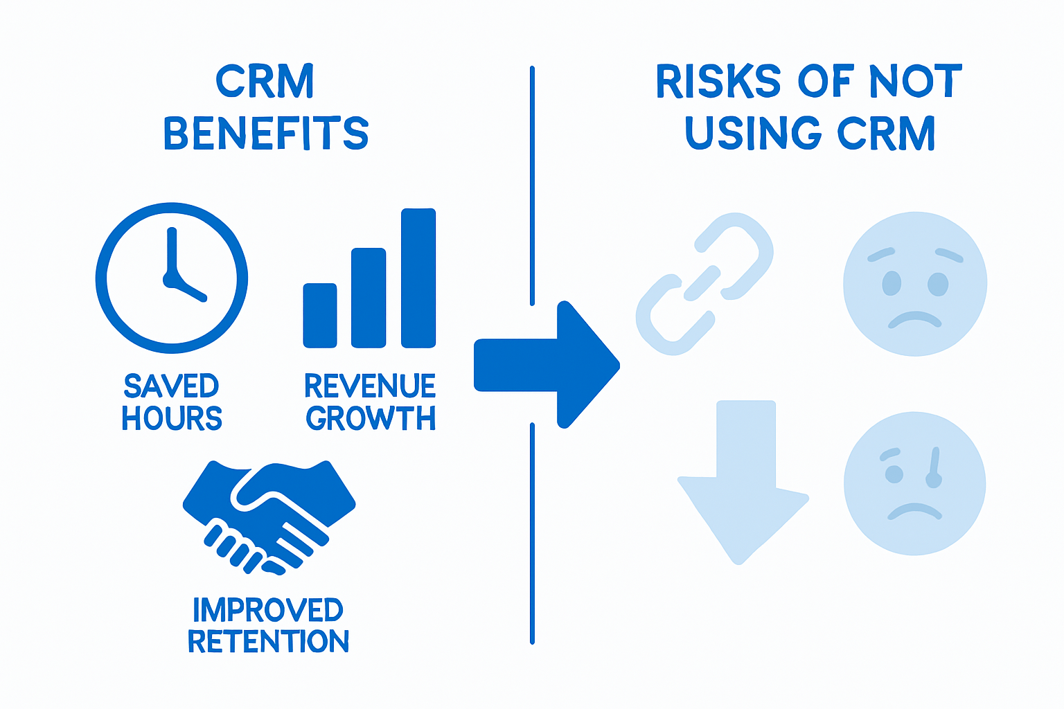 Benefits of CRM versus not using one infographic