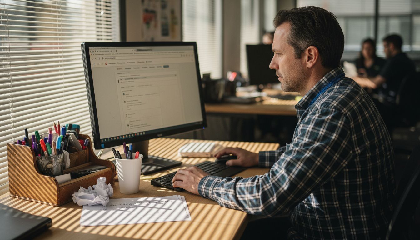 Man using marketing automation software at desk