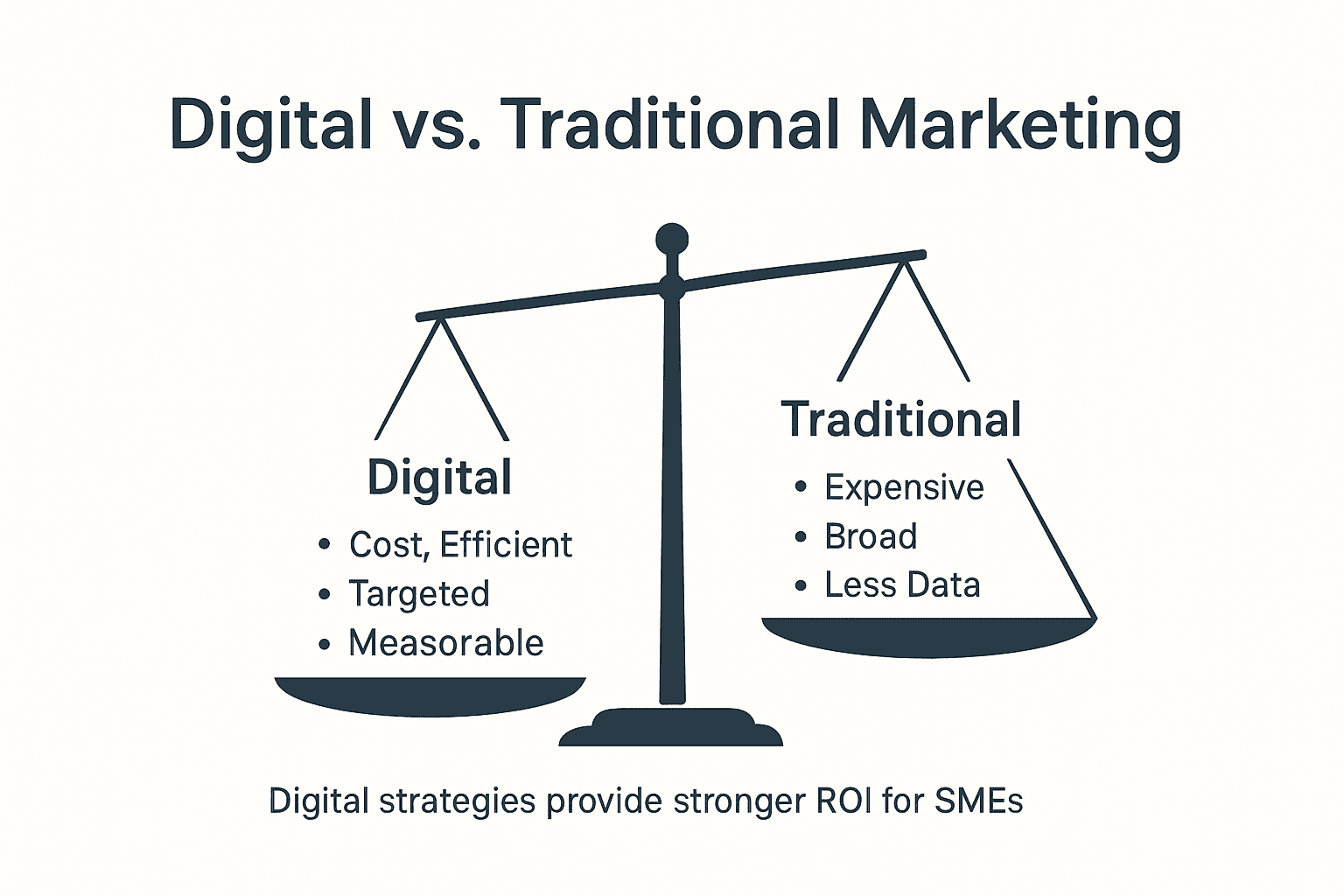Infographic comparing digital and traditional marketing