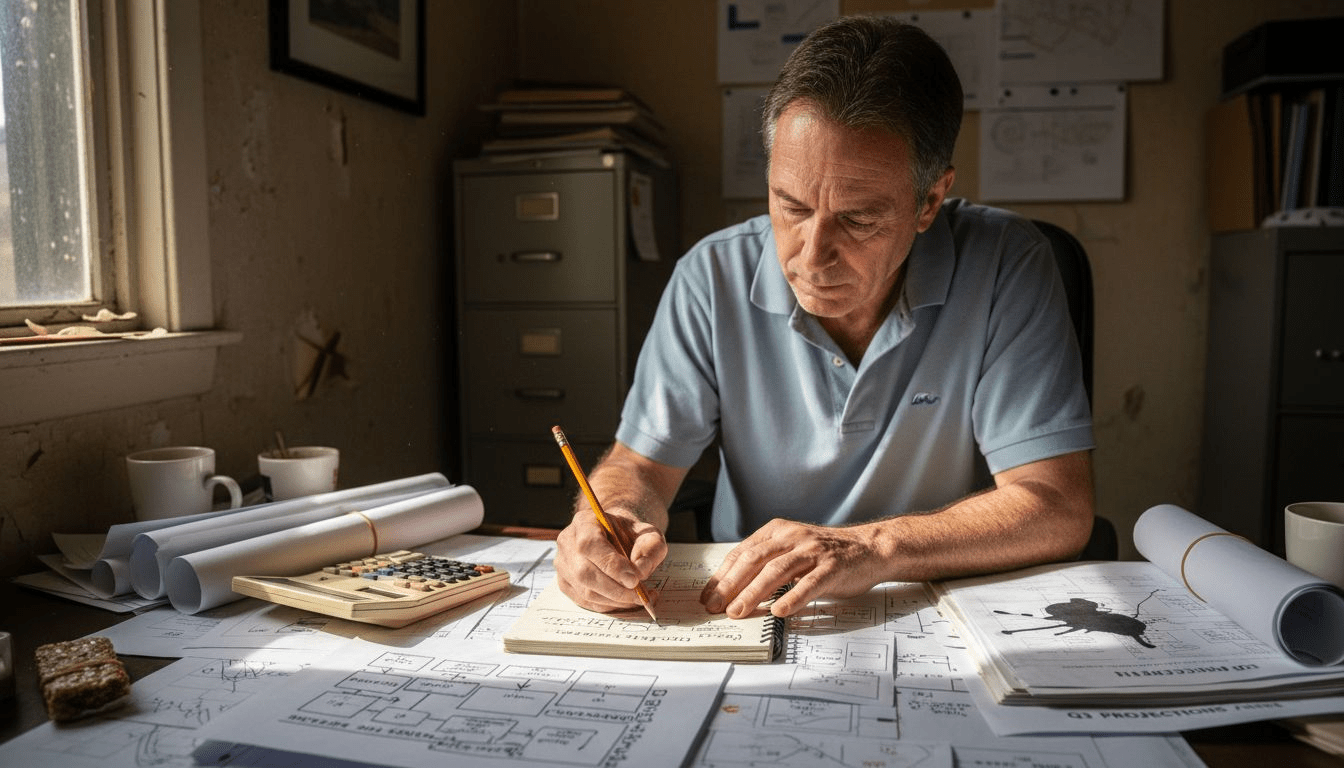 Owner mapping workflow on cluttered desk