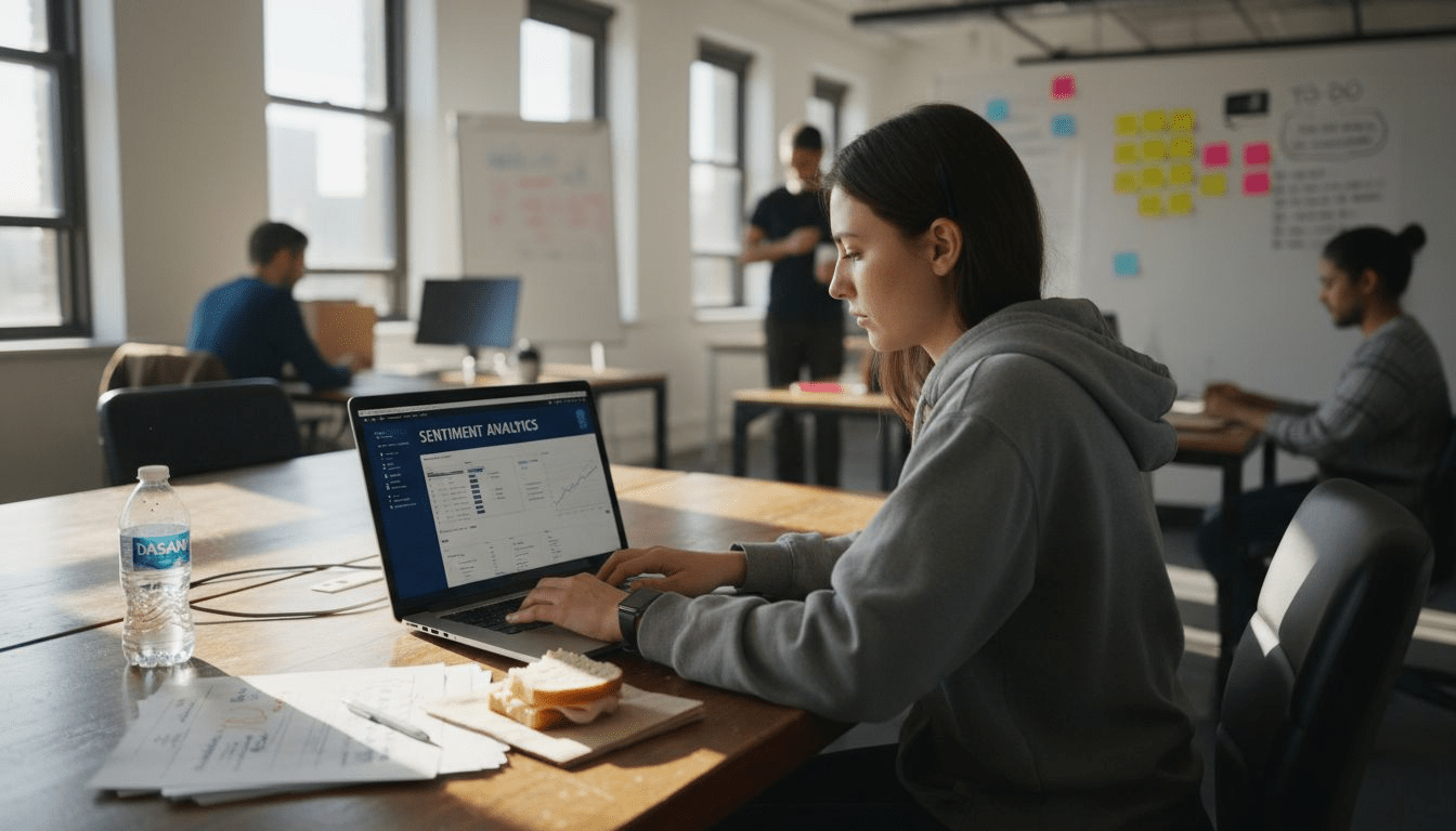 Analyst monitoring reputation with AI tools