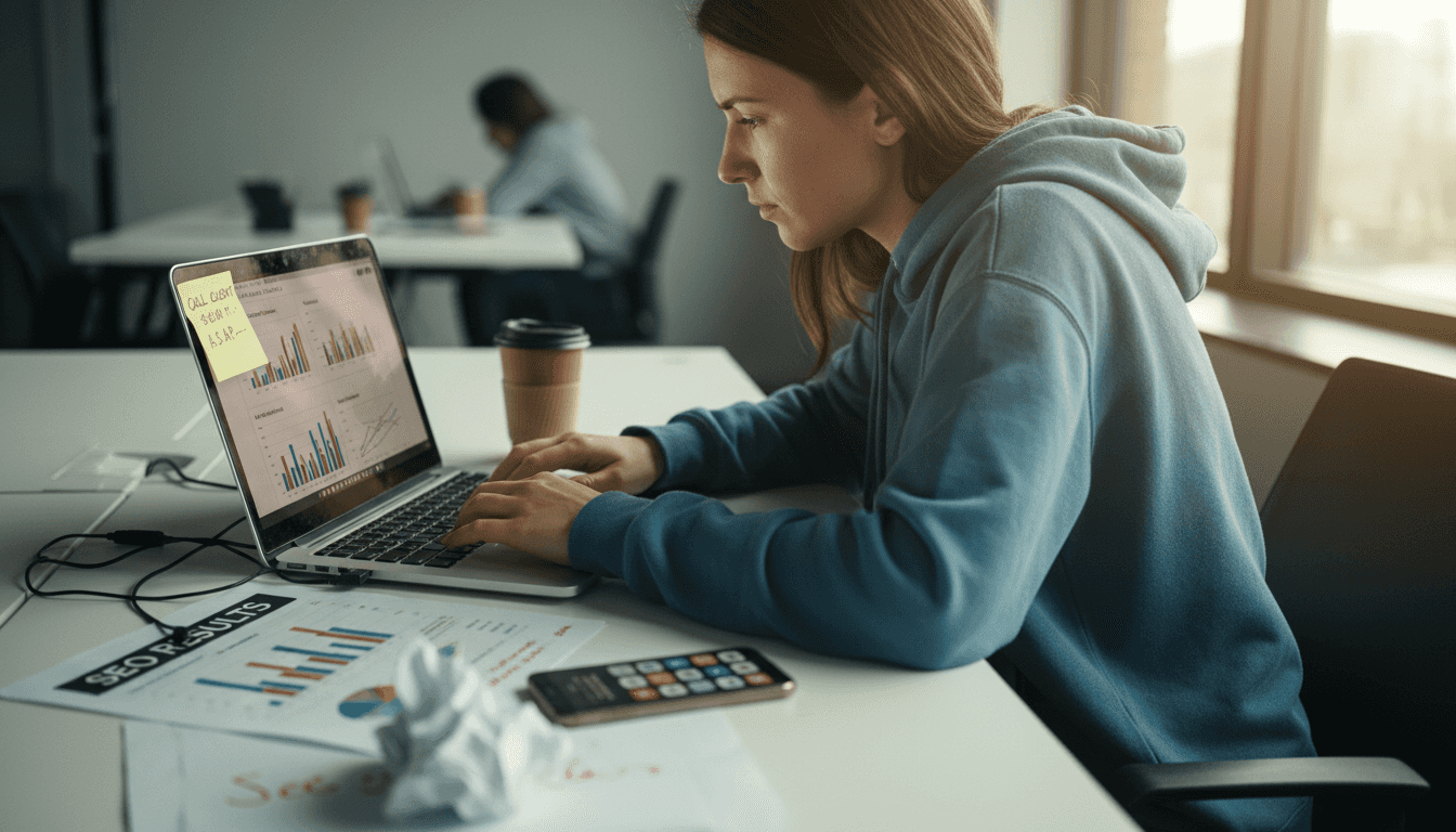 Digital marketing specialist focused at desk