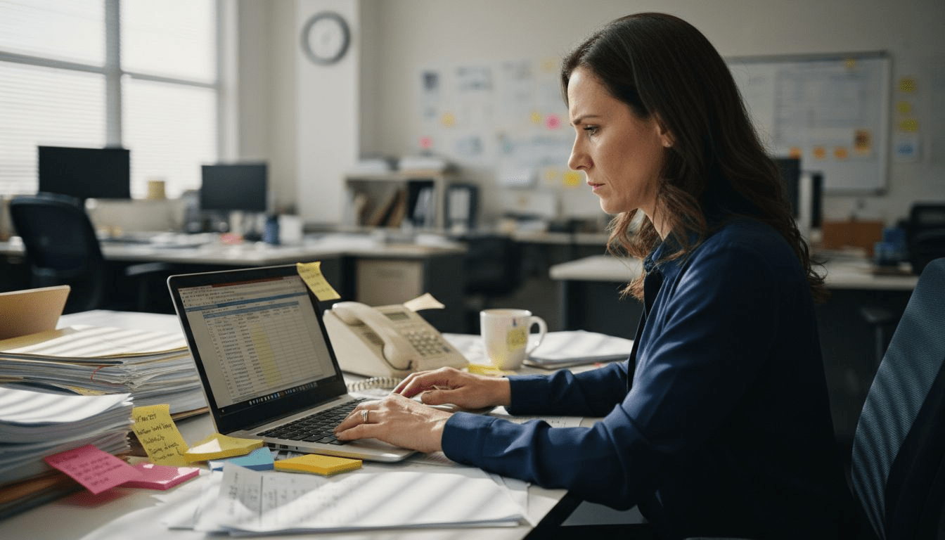 Sales associate manually updates spreadsheet