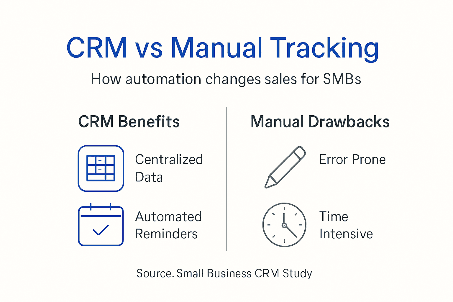 Infographic comparing CRM and manual tracking