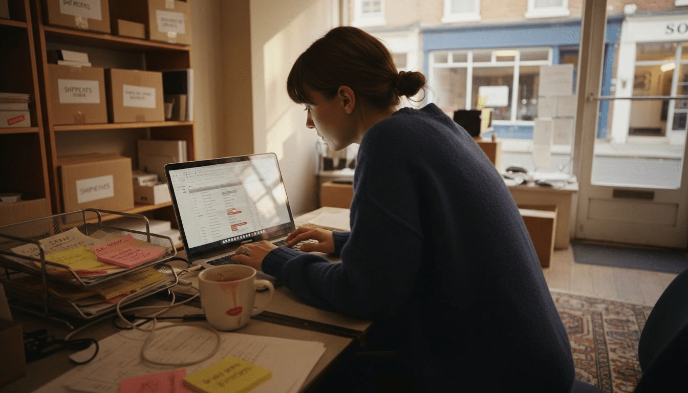 Woman viewing customer list for retention
