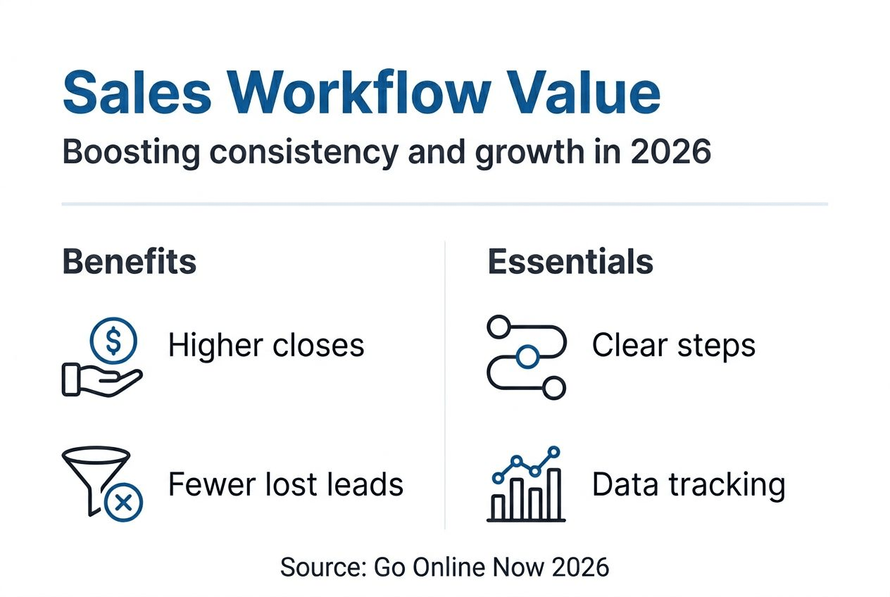 Infographic showing sales workflow value and essentials