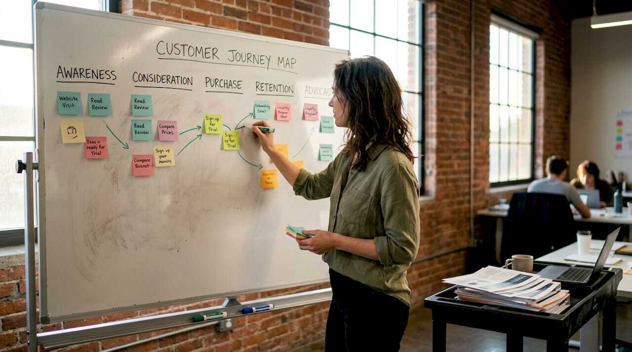 Marketing specialist mapping customer journey