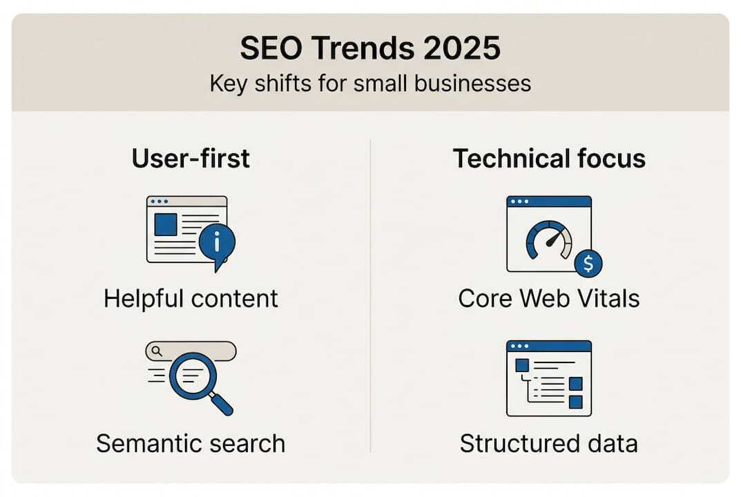 Infographic summarizing SEO trends for SMBs