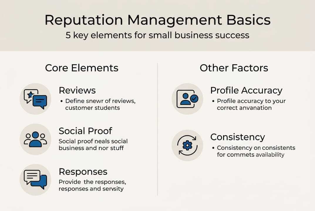 Infographic with reputation management core elements