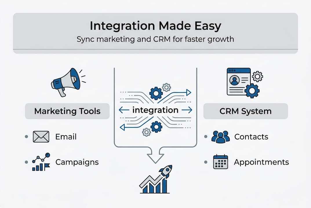 Infographic showing integration between CRM and marketing