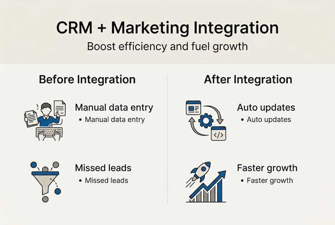 Infographic comparing pre and post integration benefits
