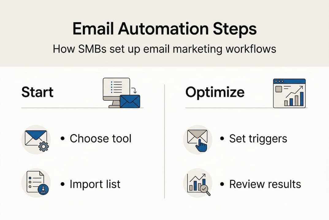 Infographic showing steps for SMB email automation