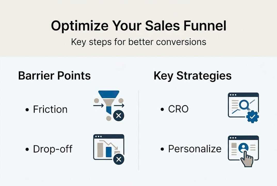 Infographic summarizing sales funnel optimization steps