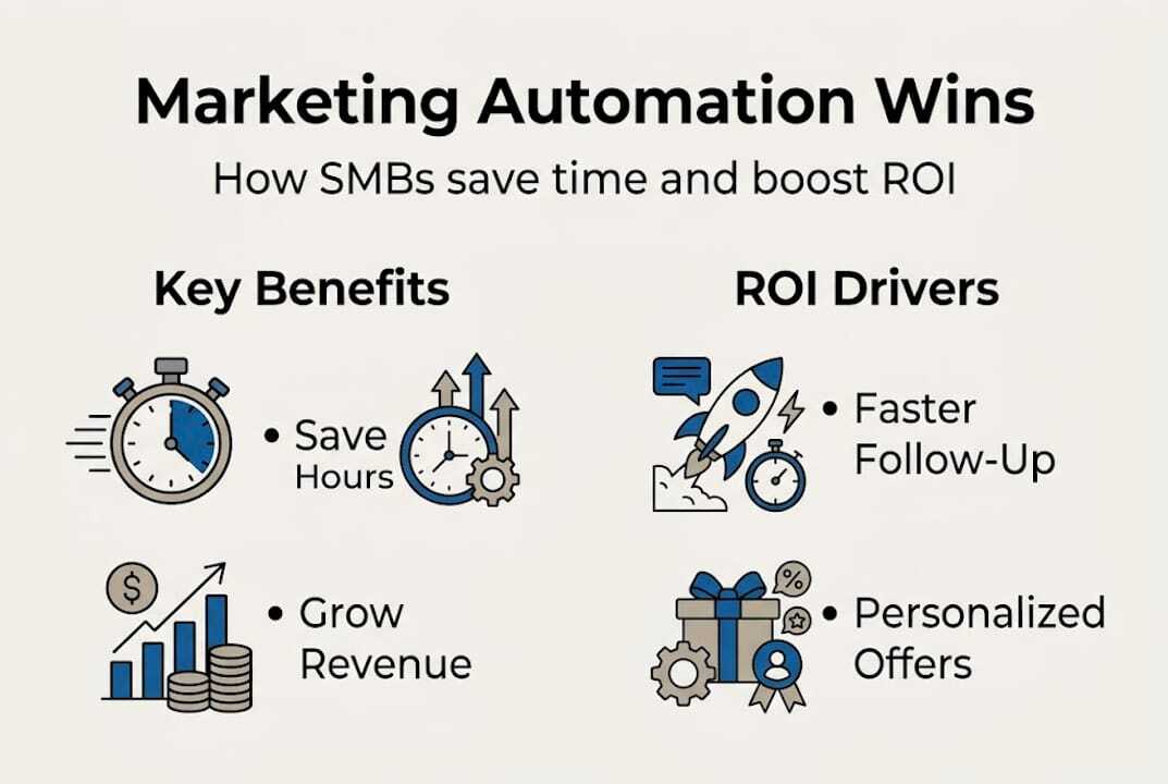 Infographic listing SMB marketing automation benefits