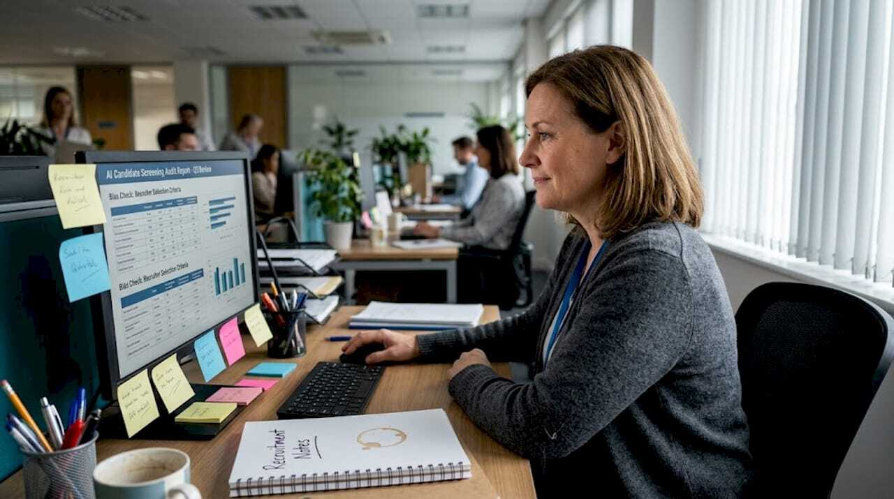 HR professional audits digital recruitment tool