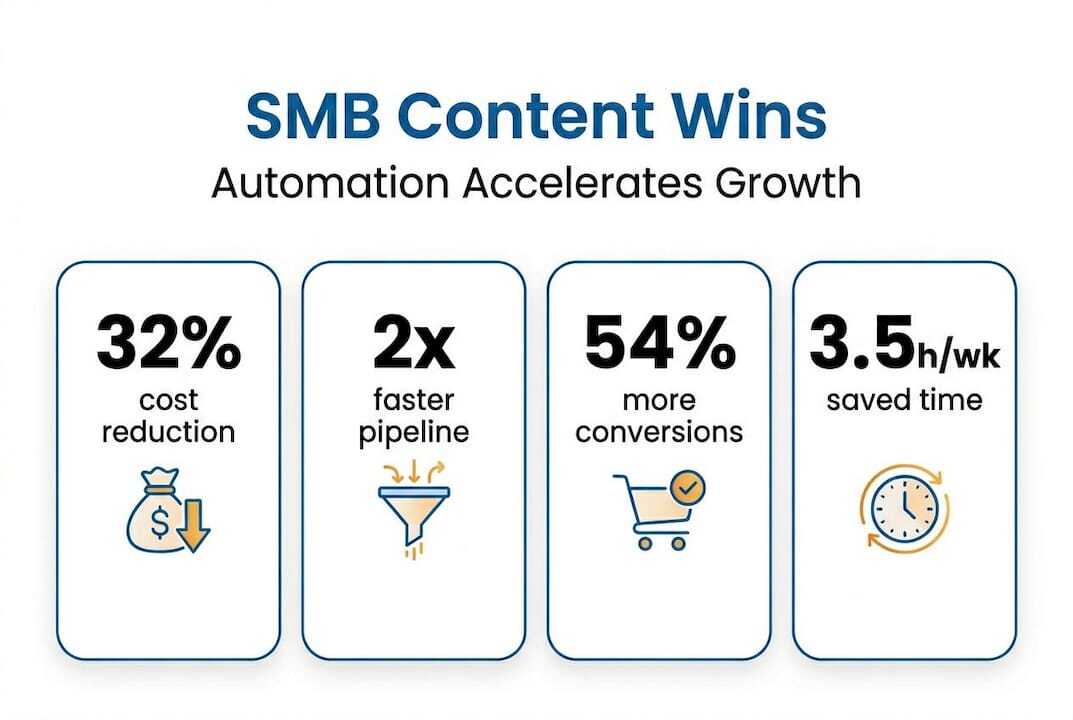 Infographic highlighting automation wins for SMB content