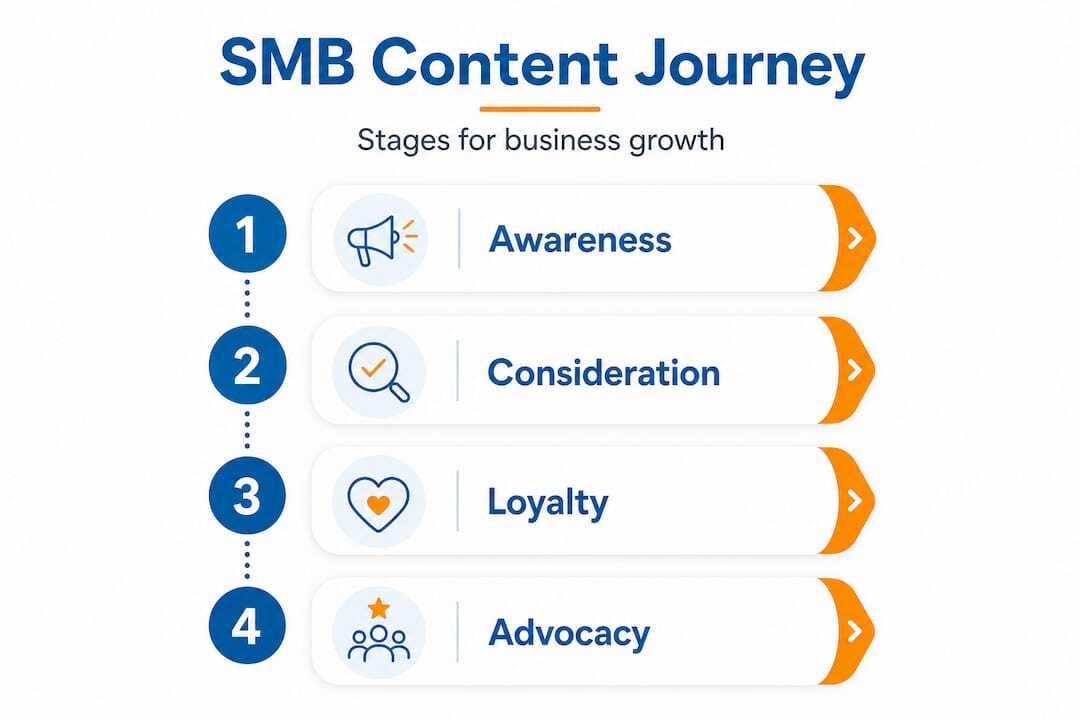 Infographic visualizing SMB content journey stages
