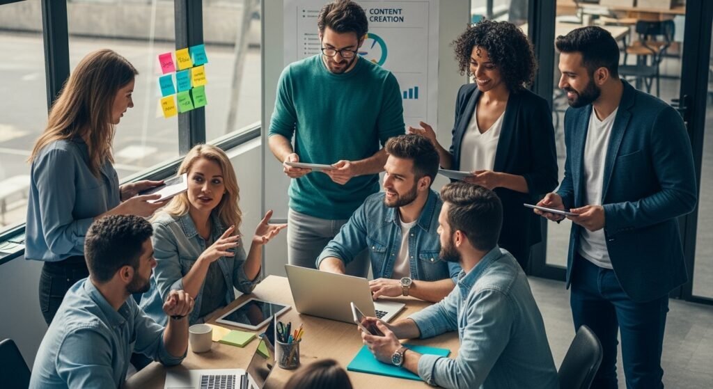 content creation meeting teamwork