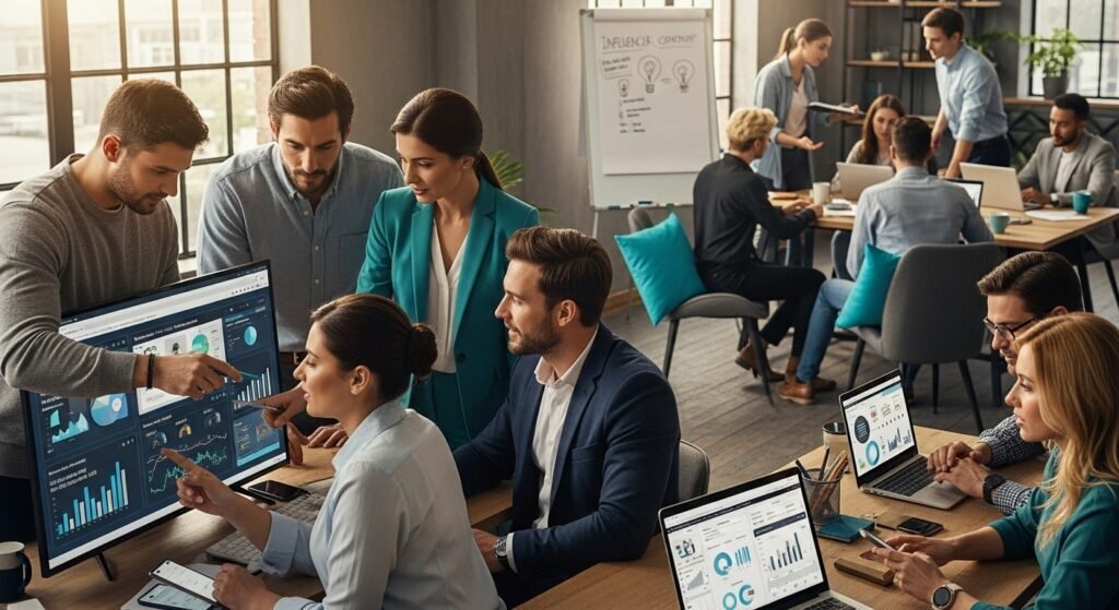 digital marketing services, modern workspace, team collaboration