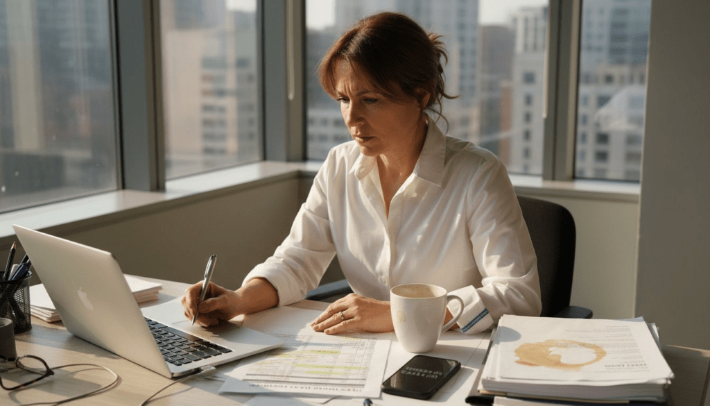 Business owner tracking leads at desk