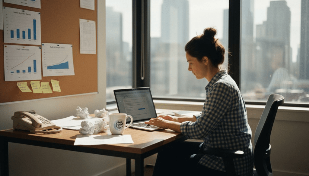 Small business owner working on email campaign