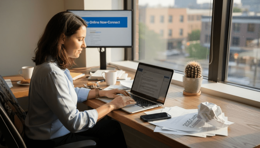 Business owner working on email campaign