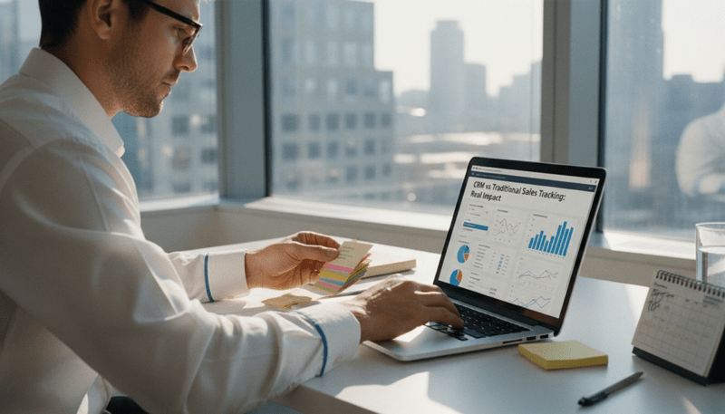 Sales manager enters data in CRM interface