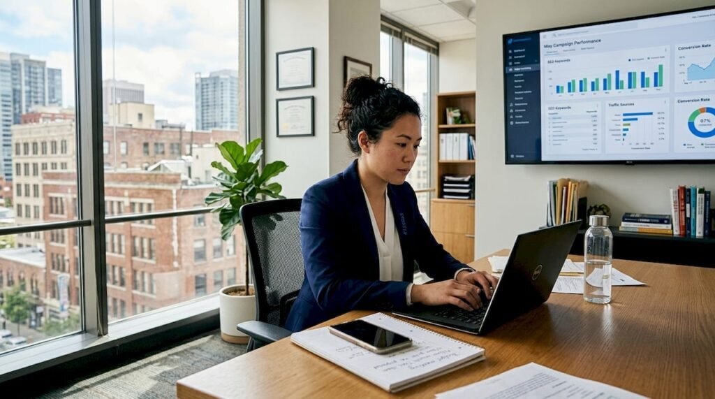 Small business owner working digital marketing