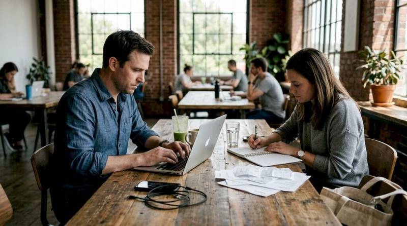 Small business team working on email marketing