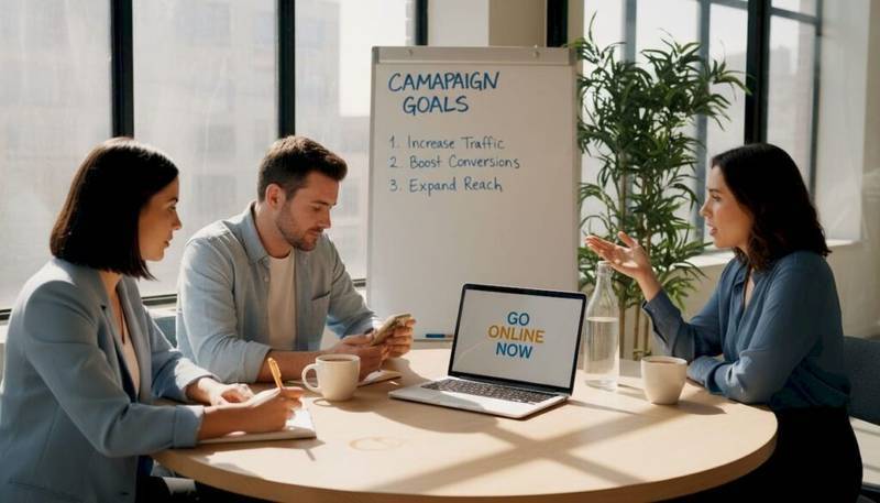 Business owners planning digital marketing together