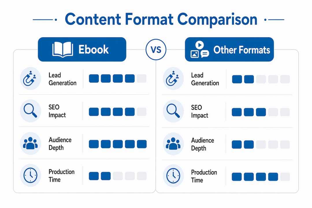 Infographic comparing ebook and other content formats