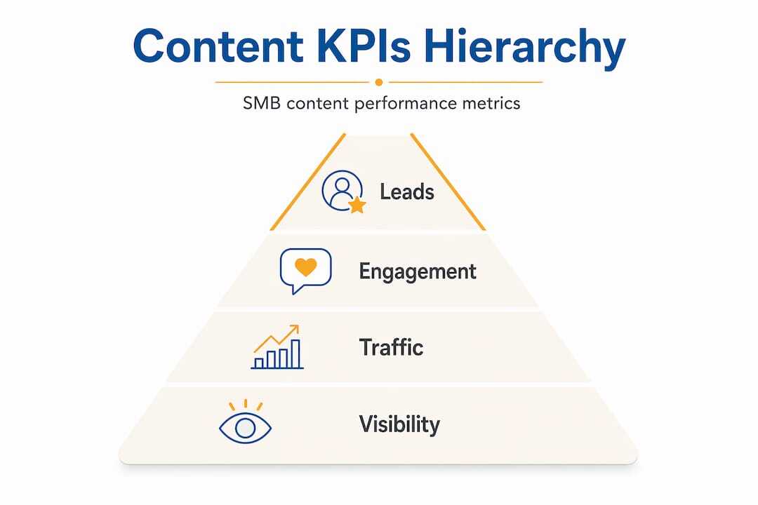 Infographic showing SMB content KPI pyramid