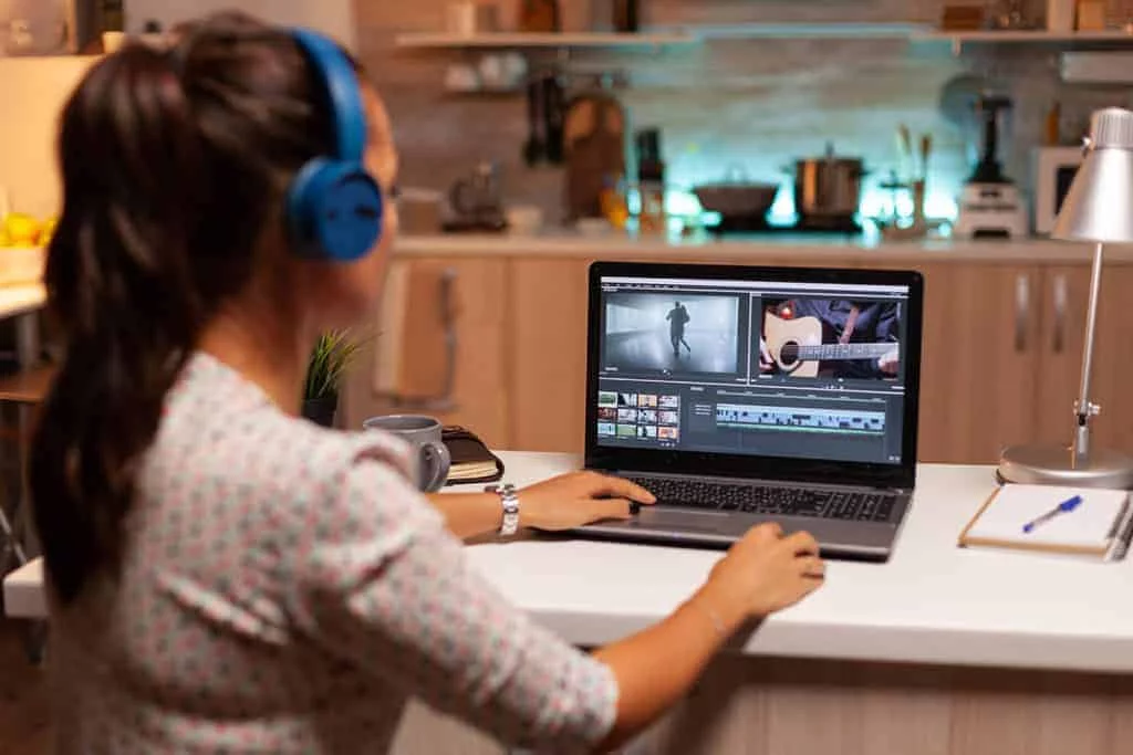 woman video editing