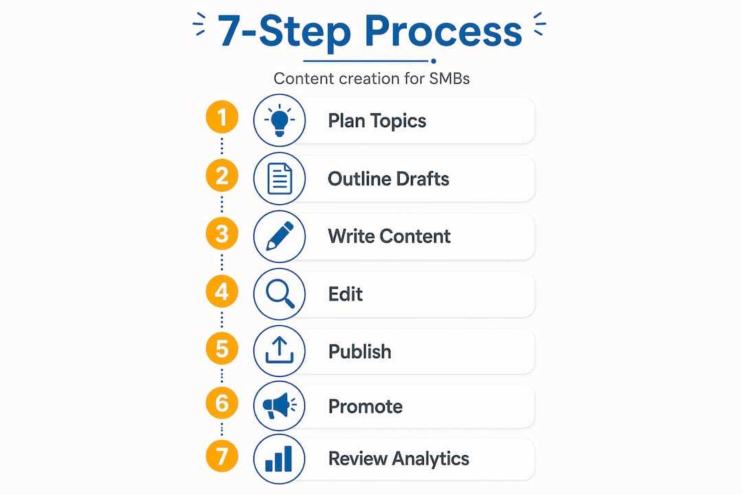Infographic of seven-step SMB content workflow