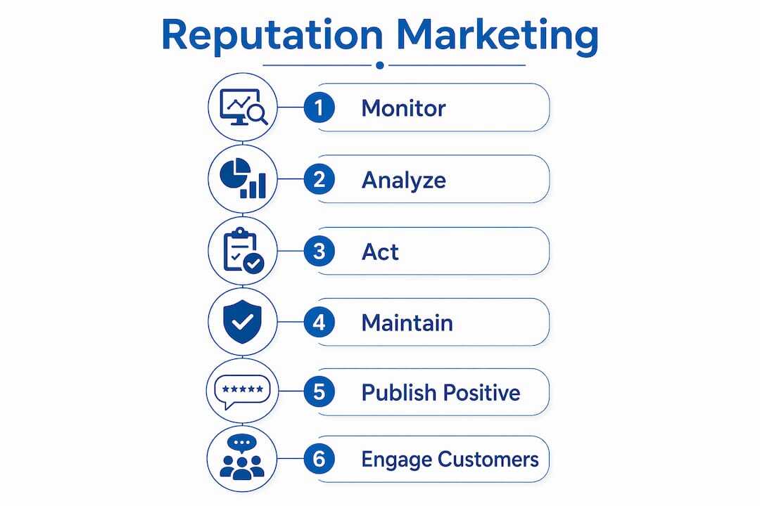 Infographic outlining reputation marketing steps