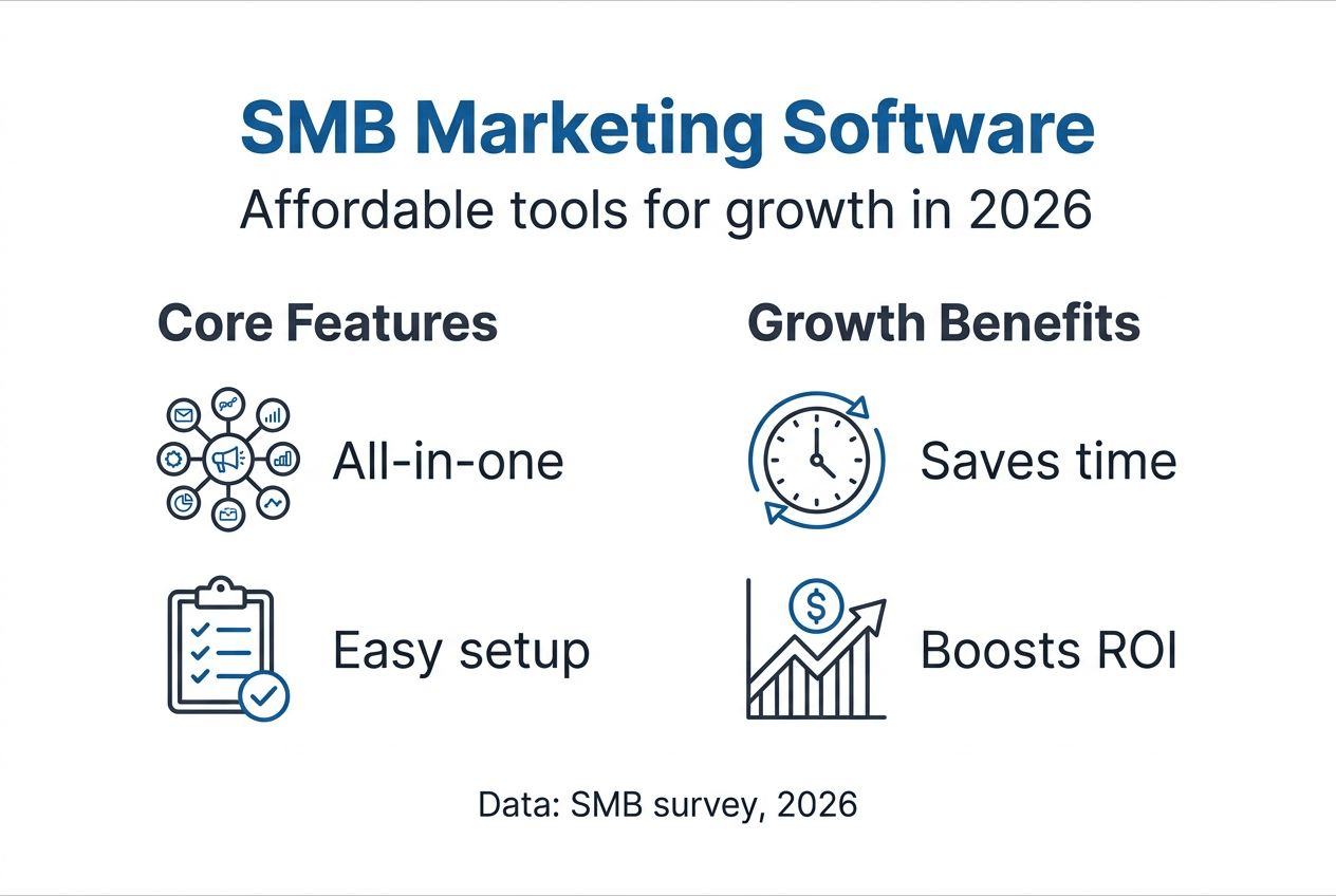 Infographic showing SMB marketing software benefits