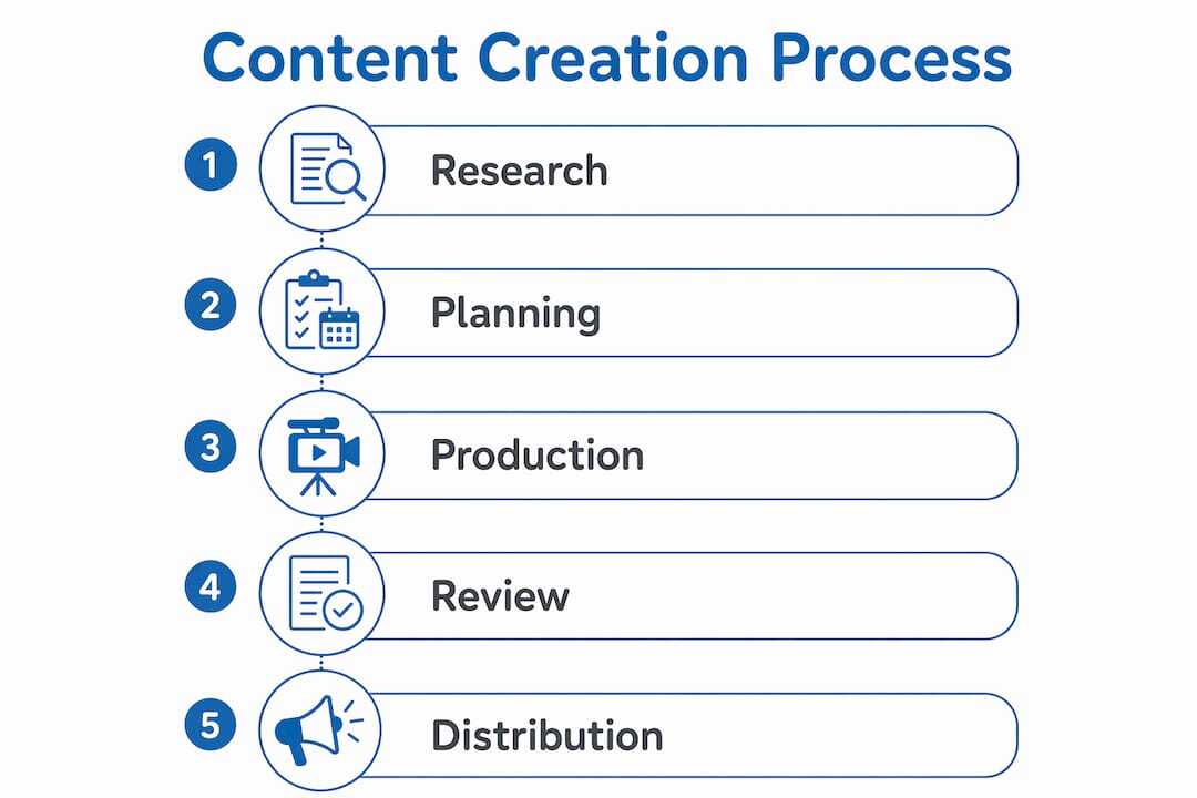 Infographic illustrating content creation process steps