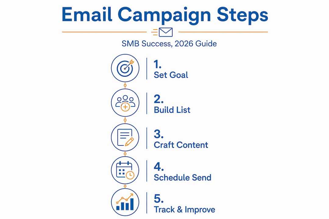 Infographic outlines five-step SMB email campaign process
