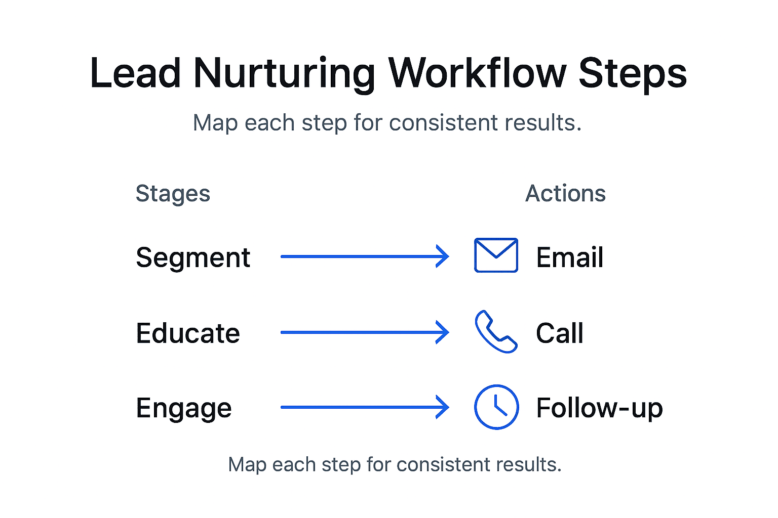 Infographic showing lead nurturing workflow stages