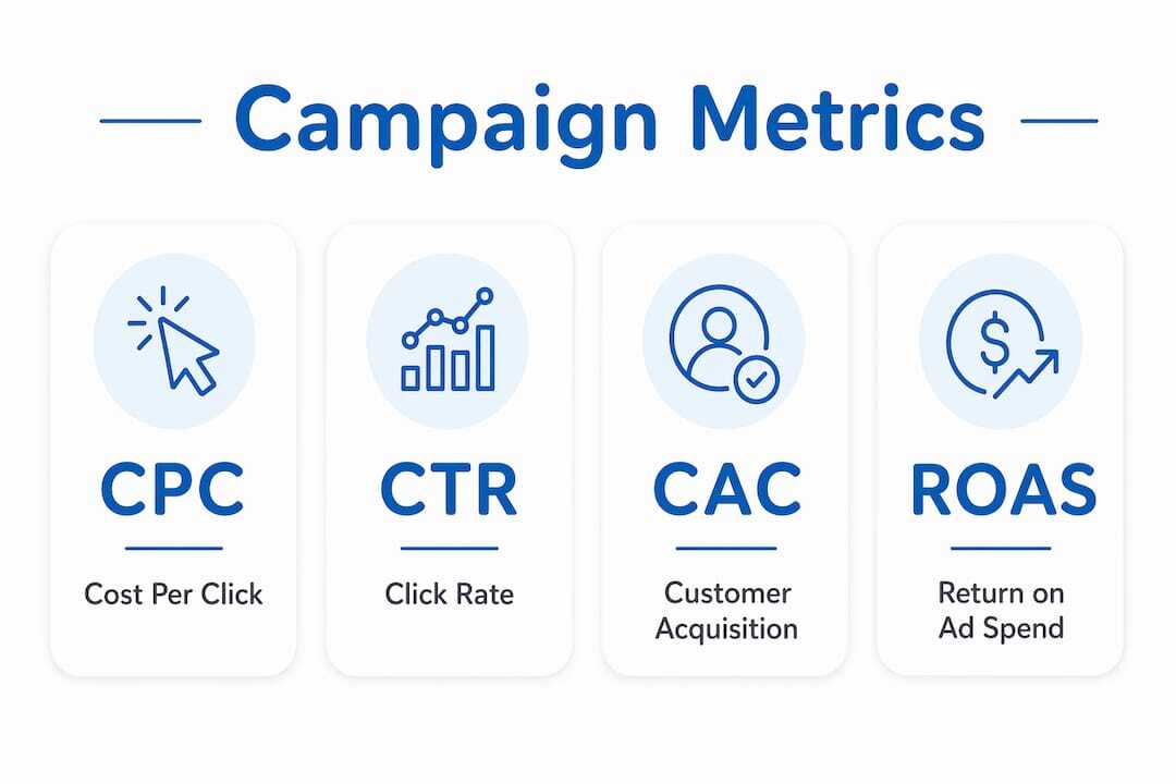 Infographic showing key digital marketing performance metrics